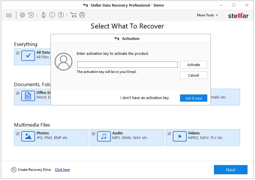 stellar data recovery professional activation key
